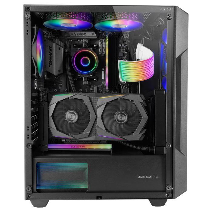 ATX Gaming Gehäuse - Mars Gaming - MC-GEO - 4 FRGB 120mm Lüfter - Mesh-Panel - Gehärtetes Glas