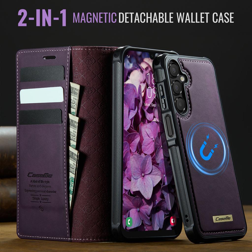 For Samsung Galaxy A15 5G/Galaxy A15 4G Magnetic Case RFID Blocking Detachable Wallet Leather Phone Cover