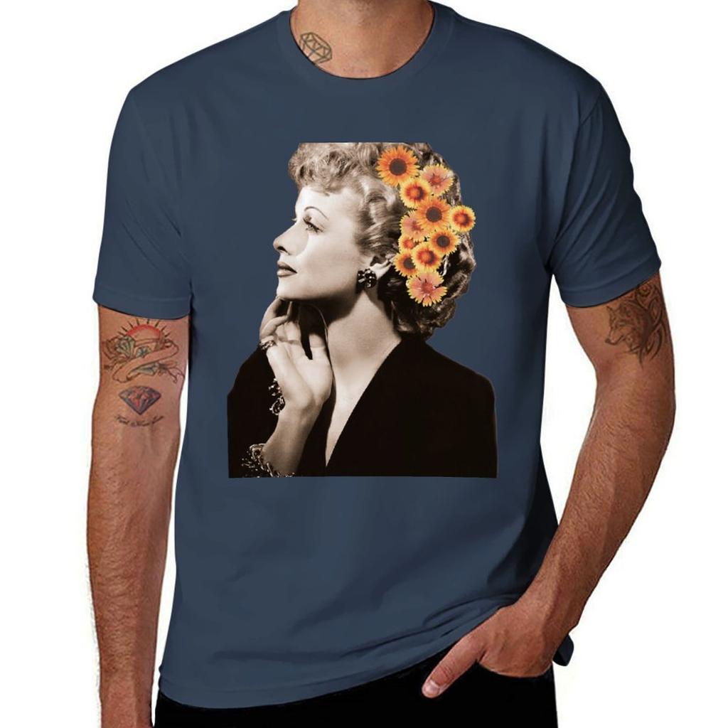 Lucille Ball Floral TShirt Daily Wear Plain Short Sleeve Shirt