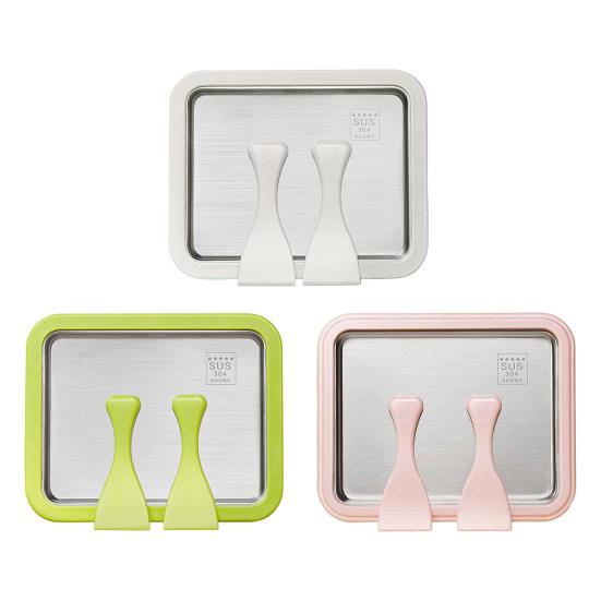 Fried Ice Machine Stainless Steel Large Freezing Tray with 2 Non-Stick Scrapers Fried Yogurt Maker