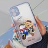 Custodia per Telefono a Forma di Orsetto di Peluche Cartone Animato alla Moda per IPhone XR XS Max 13 12 11 14 Pro MAX Mini SE2022 15 7 8 Plus Custodia Trasparente Orso al Lavoro