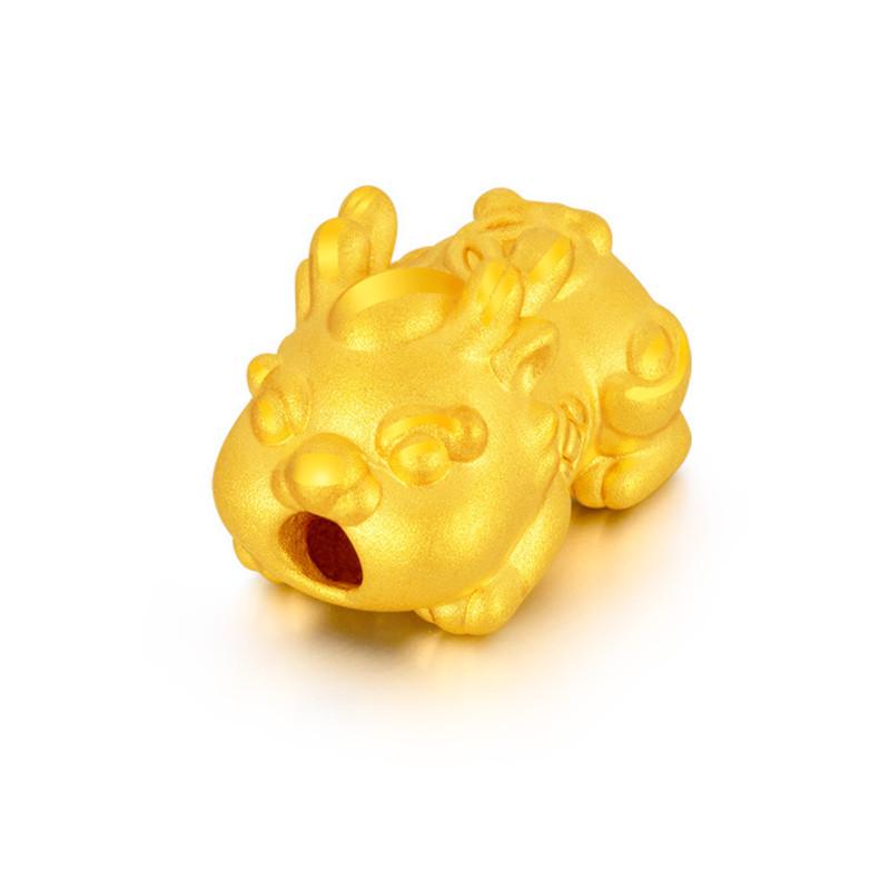 Shuibei Pure Gold Pixiu Bead Bracelet for Zodiac Luck and Wealth