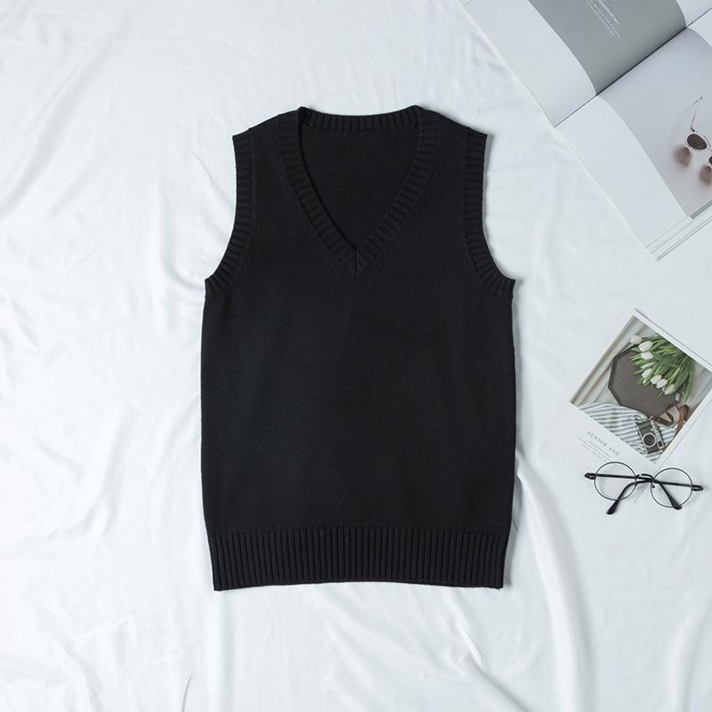 Autumn Winter V-neck Women Pullover Knitted Sweater Vest Solid Color Fashion Loose Casual Sleeveless Simple Office Tops Elegant Women Clothing