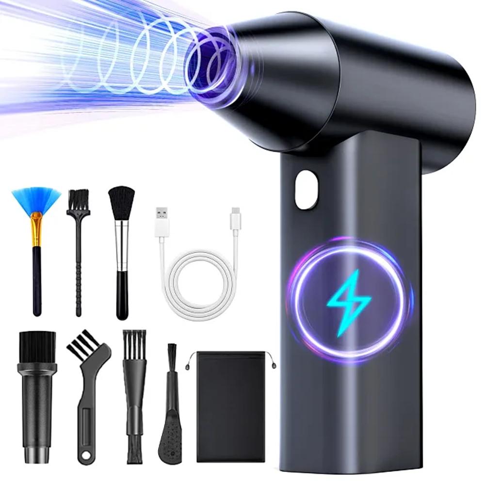 

110000 об/мин Мини турбореактивный вентилятор с 3 передачами, регулируемый, перезаряжаемый, высокоскоростной, мощный, из алюминиевого сплава, воздушный пылеуловитель для транспортного средства Battery Powered