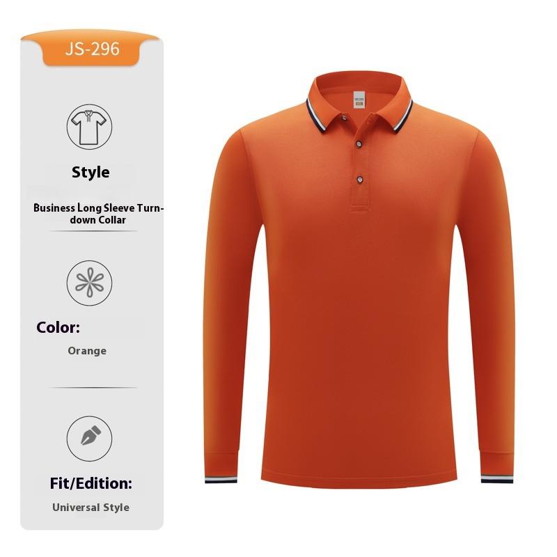 

Men s and Women s Long-sleeved Polo Shirts Striped Collars Spring and Autumn High-quality Splicing Color Business Brand Tops 3XL помаранчевий