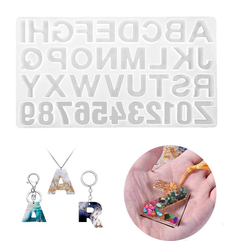 Σιλικονούχο Καλούπι για Κοσμήματα Ρητίνης DIY: Γράμματα & Αριθμοί για Δημιουργία Κρεμαστών