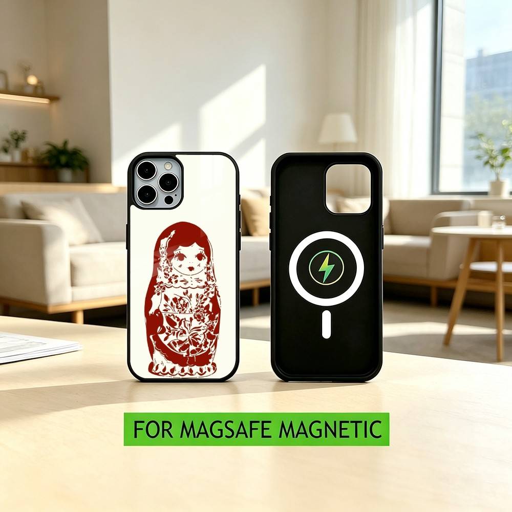 Adorable R-Russian Folk Art Doll Phone Case For iPhone17,16,15,14,13,12,11 Plus,Pro Magnetic with Magsafe Wireless Charging