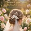 Bridal Wedding Hairpin White Flower Leaf Design Crystal U Pin For Elegant Hairstyles