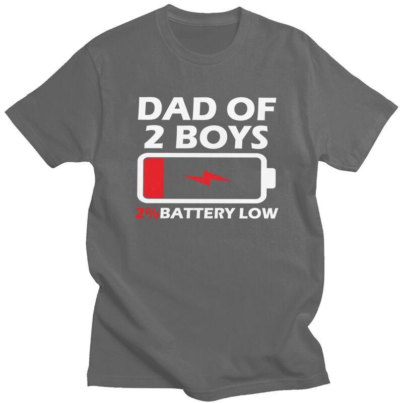 Custom Mens Dad Of 2 Boys T Shirt Short Sleeve Cotton Tshirt Streetwear Tshirt Leisure Papa Fathers Day Gift Tee Clothing