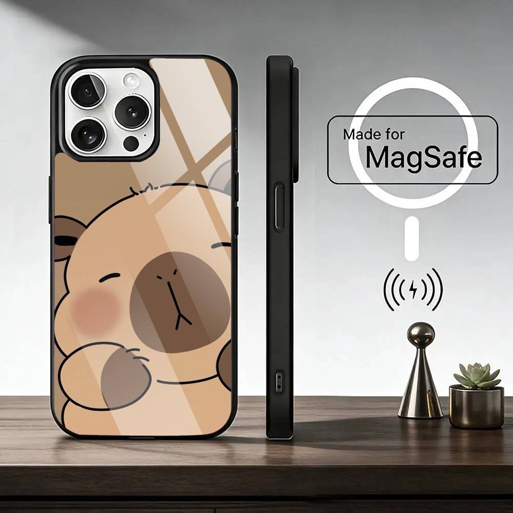 Kawaii Capybara C-Cute Phone Case For iPhone17,16,15,14,13,12,11 Plus,Pro Magnetic with Magsafe Wireless Charging