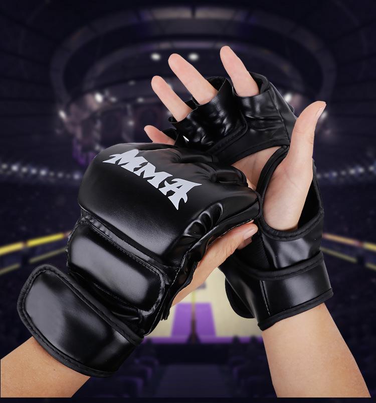 Professional Boxing Training Gloves Half Finger Leather Cushion for Adult Sanda Boxing  Training Sandbag Knuckles