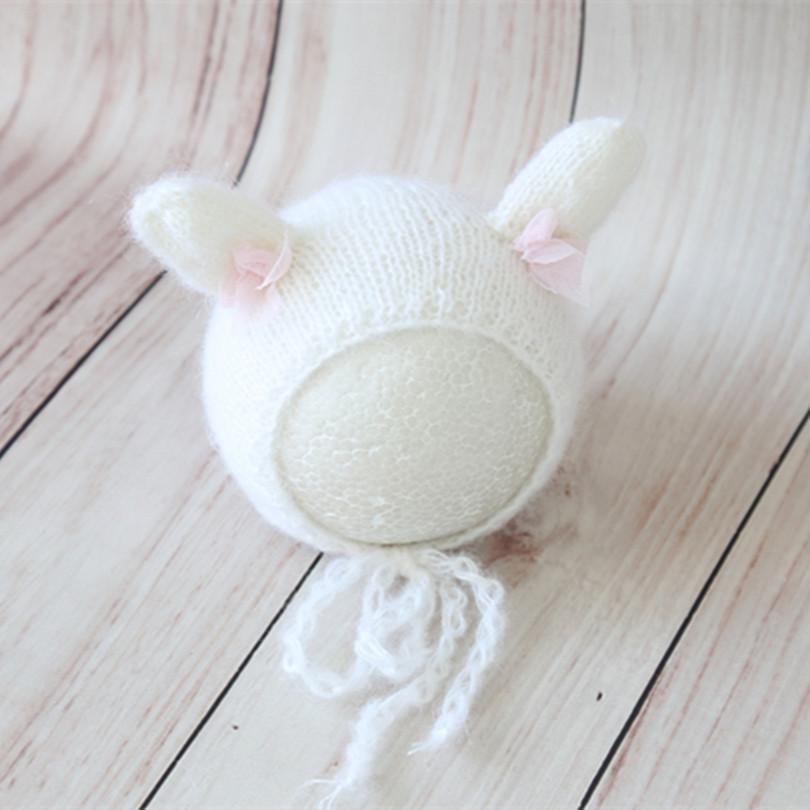 Hand Knitted Crochet Angora Wool Baby Elf Hat Newborn Coming Home Bonnet Beanie for Photography Props
