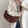 New Large-capacity Retro Shoulder Messenger Bag Soft Leather Pleated Dumpling Bag Lazy Wind Casual Bag