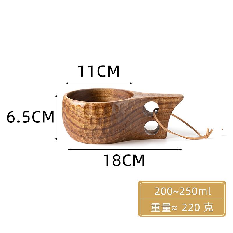 Akazienholz Milchtasse Frühstückstasse Schildkrötenpanzer Finnische Tasse Camping Praktische Tasse Tragbare Outdoor-Tasse Dropshipping Bushcraft
