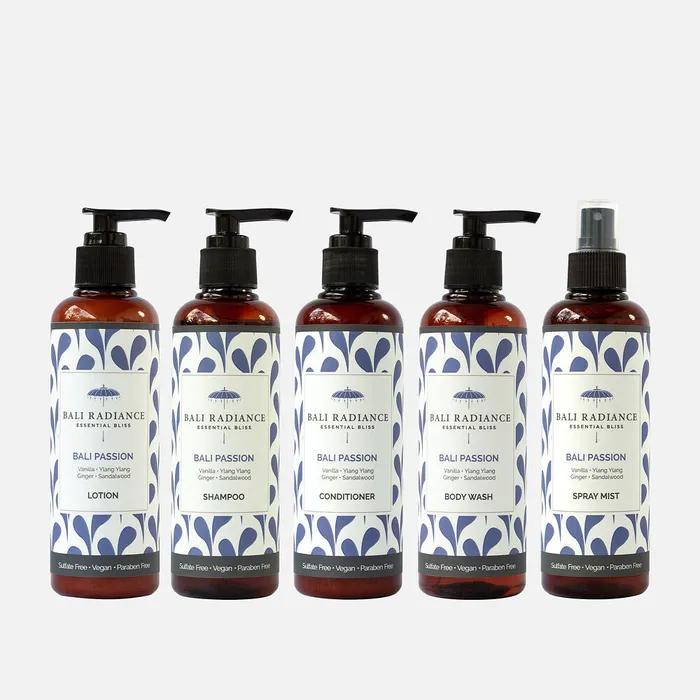 Organic & Vegan Bali Fashion Pursner Body Care/Shampoo/Conditioner/Body Wash/Body Lotion/Body Mist 5-piece set