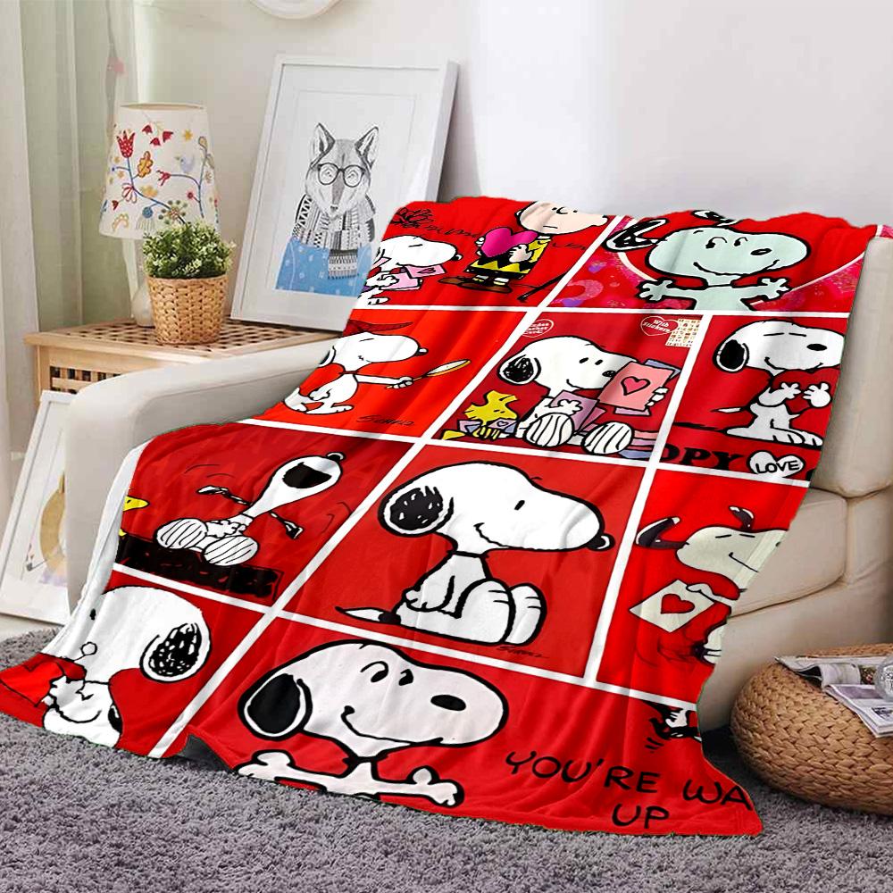 1pc Snoopys Valentine Collage flannel Blanket for Super Soft Cute Comfort Blanket for Travel Bedding Couch Sofa Blanket Y7306