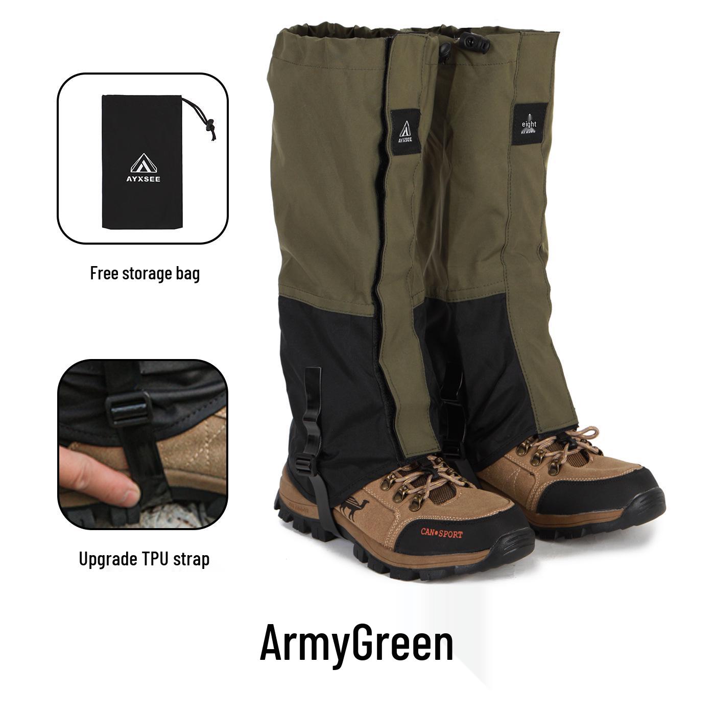 AYXSEE Waterproof Snow Leopard Gaiters: TPU Anti-slip Strap, Sandproof, Unisex Outdoor Leg Protection