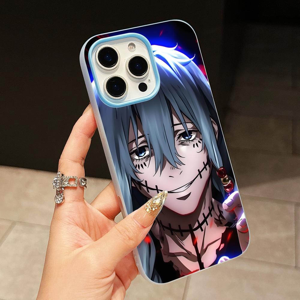 

JJK Mahito Phone Case for iPhone 17 16 15 14 13 12 11 Air Pro Max Plus Jelly Double layer Light Blue Cover iPhone17 Pro Max