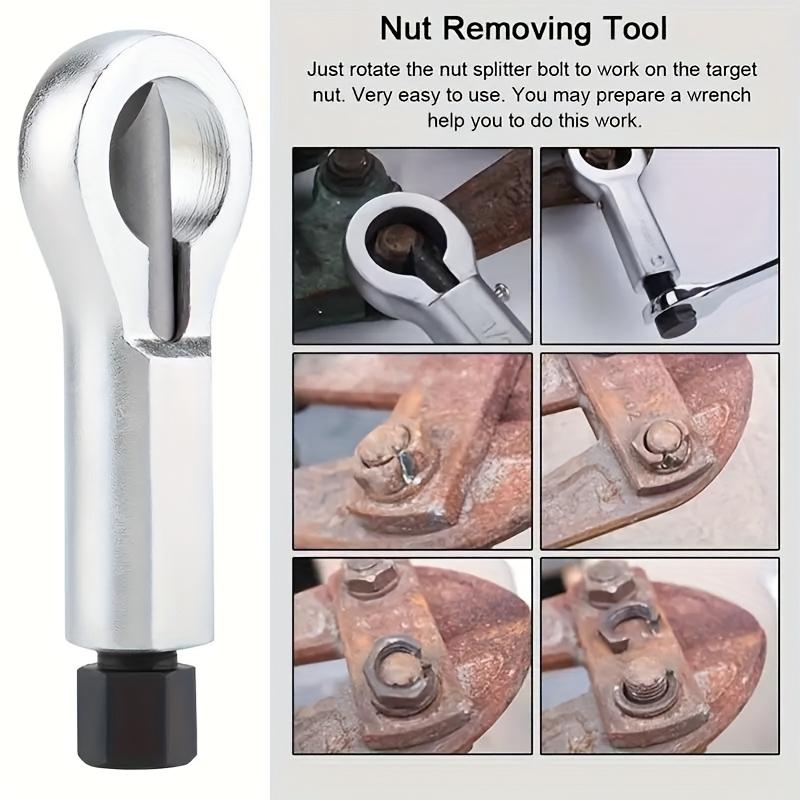 1pc Heavy-Duty Manual Nut Splitter Tool - Durable Metal Nut Breaker with Black Handle & Metal Tip for Easy Car Repair, No Power Needed