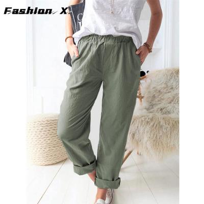 Women's Pants Loose Wide Leg Casual Stretch Cotton Linen Pants