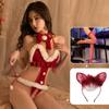 Christmas Costume Sexy Lingerie Bodysuits Cosplay Santa Bunny Girls Lingeries Hollow Out Backless Erotic Playsuit