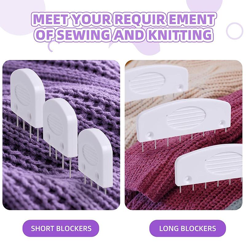 Knit Blockers Set 20Pcs Stainless Steel Knitting Blocking Combs And Pin With 2 Different Sizes For Diy Knit Crocheting Supplies