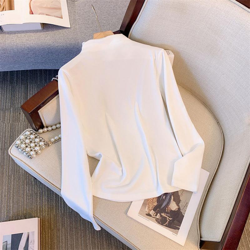 German velvet 1x1 composite silver fox velvet, German velvet thickened solid color semi-turtleneck women s autumn and winter slim fit 3XL чистый белый