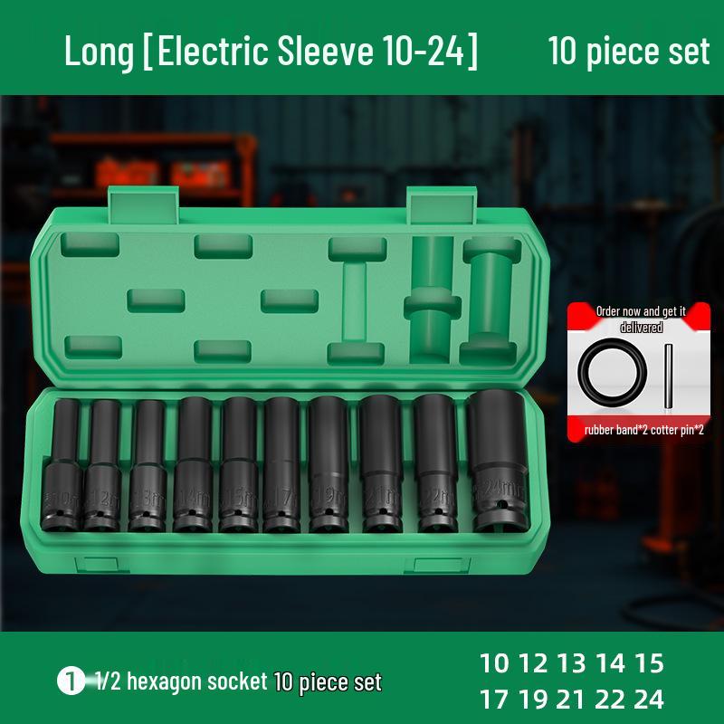 Umfassendes Elektroschrauber-Set mit verlängerten Sechskantstecknüssen – Groß, Mittel, Klein