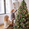 Christmas Tree Ornament 10 Pieces 2D Acrylic Holiday Decoration Santa Hot Air Balloon Ornament for Window Bedroom Living Room