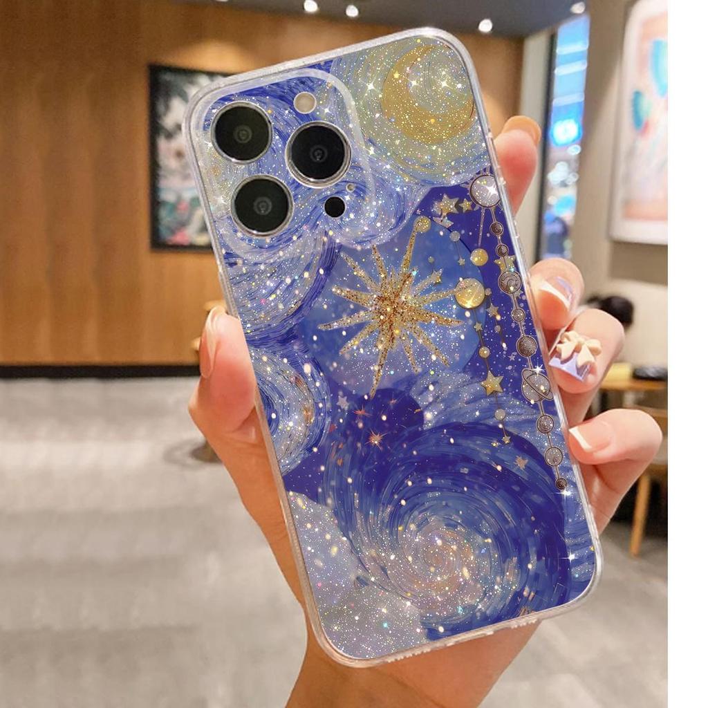 Purple Starry Sky Clear Anti-drop Case for iPhone 14/15/16/17 Promax