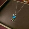 Women's Retro Zodiac Birthstone Moon Rabbit Necklace – Zircon Pendant for Valentine's & Qixi Festival