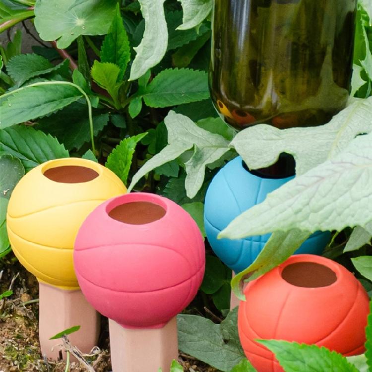 4Pcs Plant Self Watering Spikes Basketball Plant Watering Globes Insert Terracotta