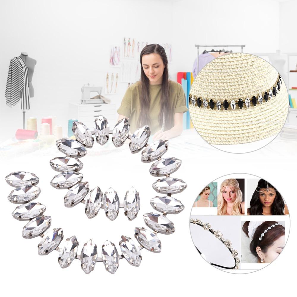 1pcs Crystal Glass Rhinestone Chain Trim Marquise Shape Crystal Rhinestone Chain For Accessories белый