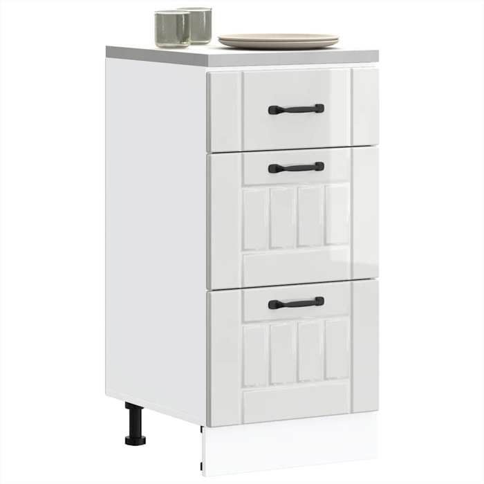 VidaXL Kitchen Cabinet Lucca Glossy White Engineered Wood, Sink Cabinet, Kitchen Cabinet with Drawer, Cabinet of 854232