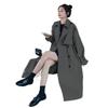 Herbst/Winter 2025 Trendiger Petite Midilanger Trenchcoat: Schicker koreanischer & britischer Stil, Overknee-Design für Damen