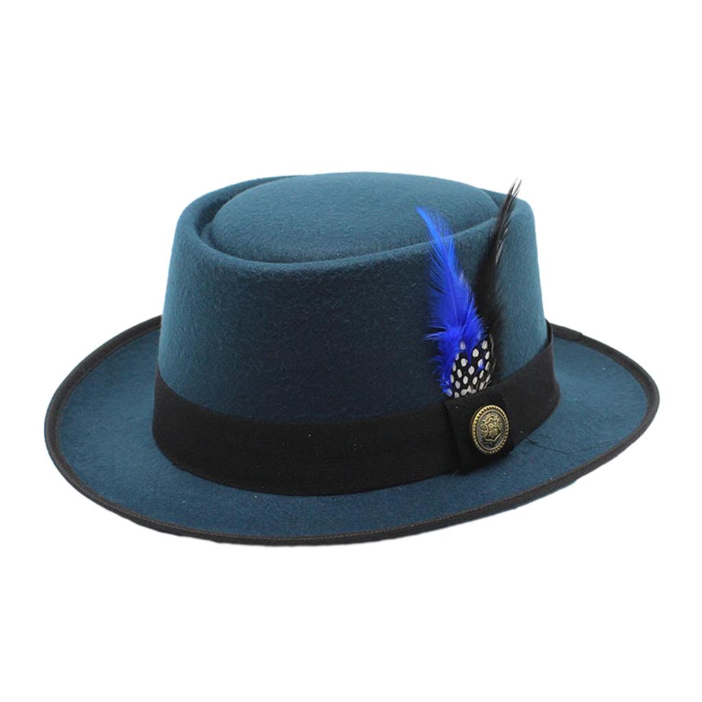 Fedora Hats for Womens Wide Brim Hat Feathers Decorative Belts Woolen Felt Womens Men Elegant Fedora Hat