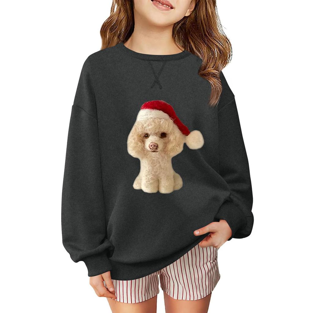 Children's Fashionable Casual Long-sleeved Loose Christmas Print Pullover Sweatshirt