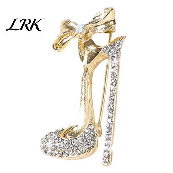 Statement Pin Brooch Pin, High Heels Bow Shape Lapel with Women Sparkling Rhinestones, Badge for Suits Coats Bags Accessories