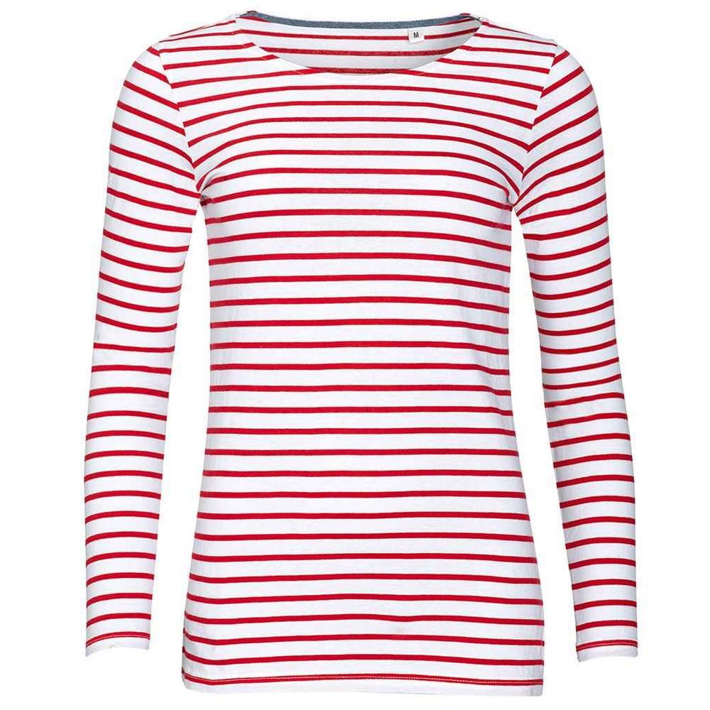 Womens/Ladies Marine Striped Long-Sleeved T-Shirt