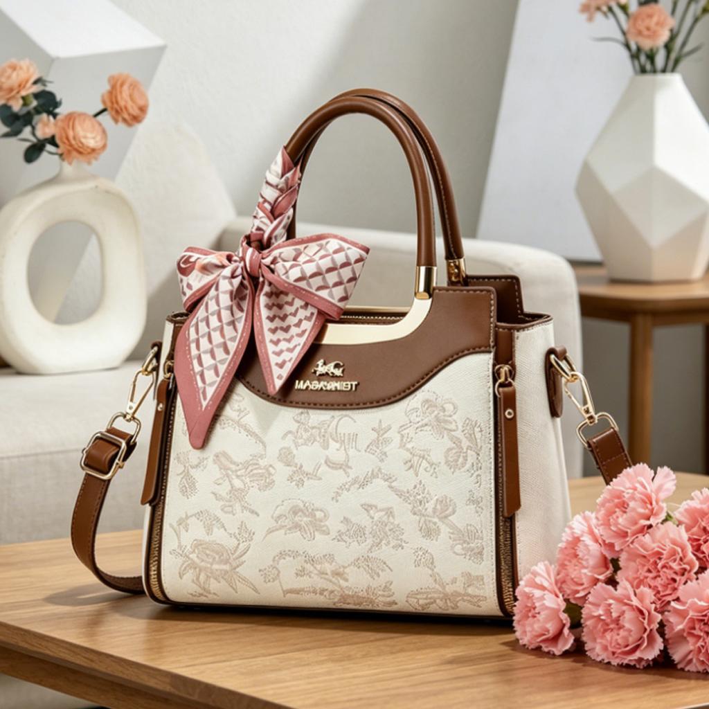 Premium Oriental Embroidery Handbag For Mature Ladies, Multiway All-Match Daily Shoulder & Crossbody Bag