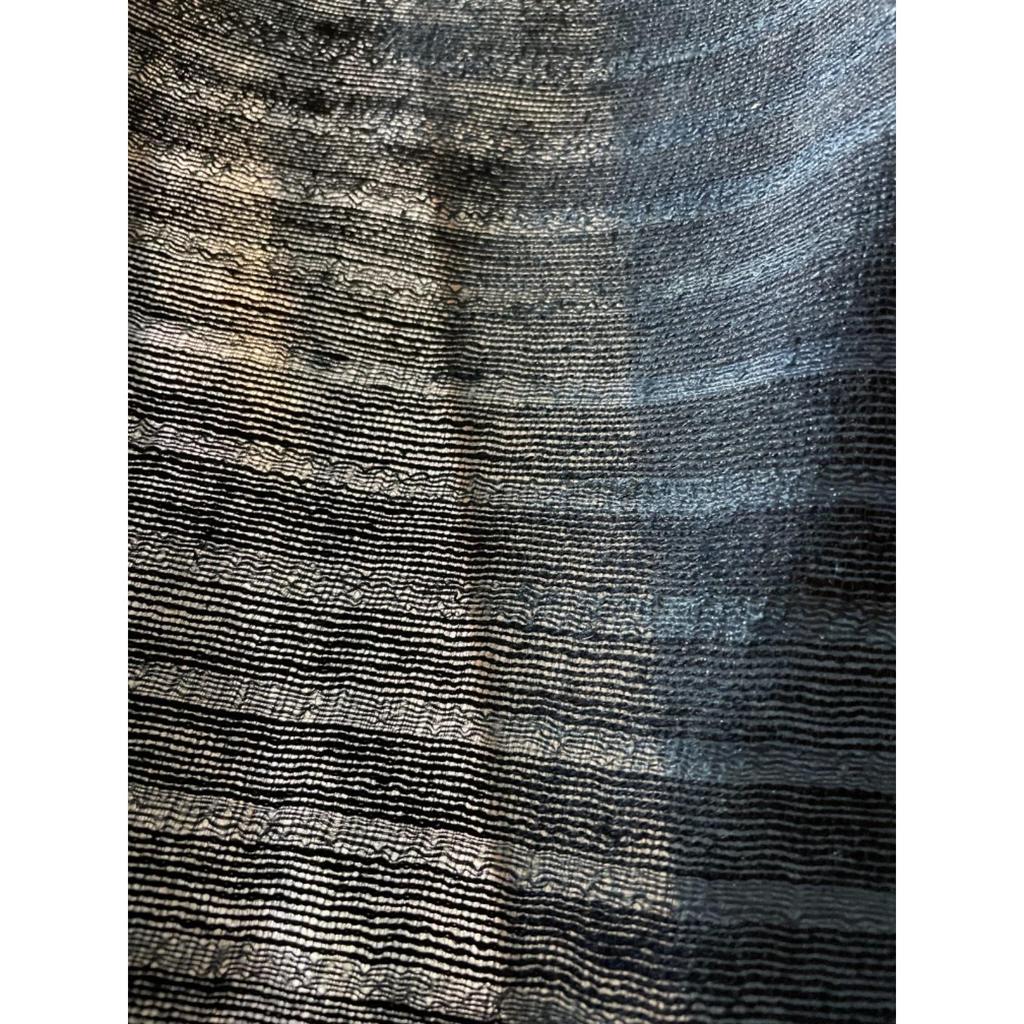 Used Aizome Tussar & Nassi Silk Stole 100% Wild Silk Handwoven Stole