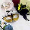 Feather Mask Plastic Half Face Mask Halloween Masquerade Mask Comfortable For Cosplay Events Christmas Easter