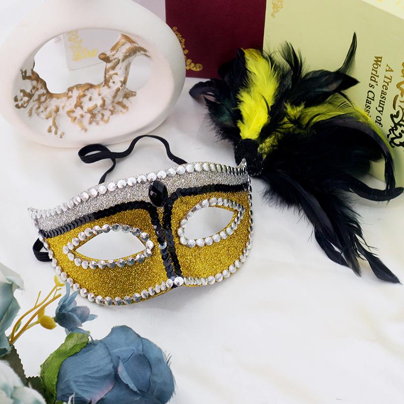 Feather Mask Plastic Half Face Mask Halloween Masquerade Mask Comfortable For Cosplay Events Christmas Easter
