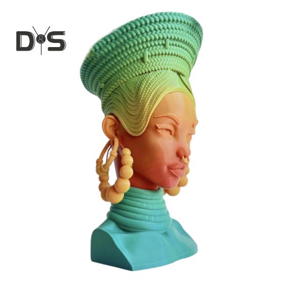 

Чорна Жінка Пальник для Пахощів Голова Африканської Королеви Підставка для Паличок Пахощів Конусів Домашній Офіс Кімната для Йоги Медитації Настільна Прикраса Орнамент зелений