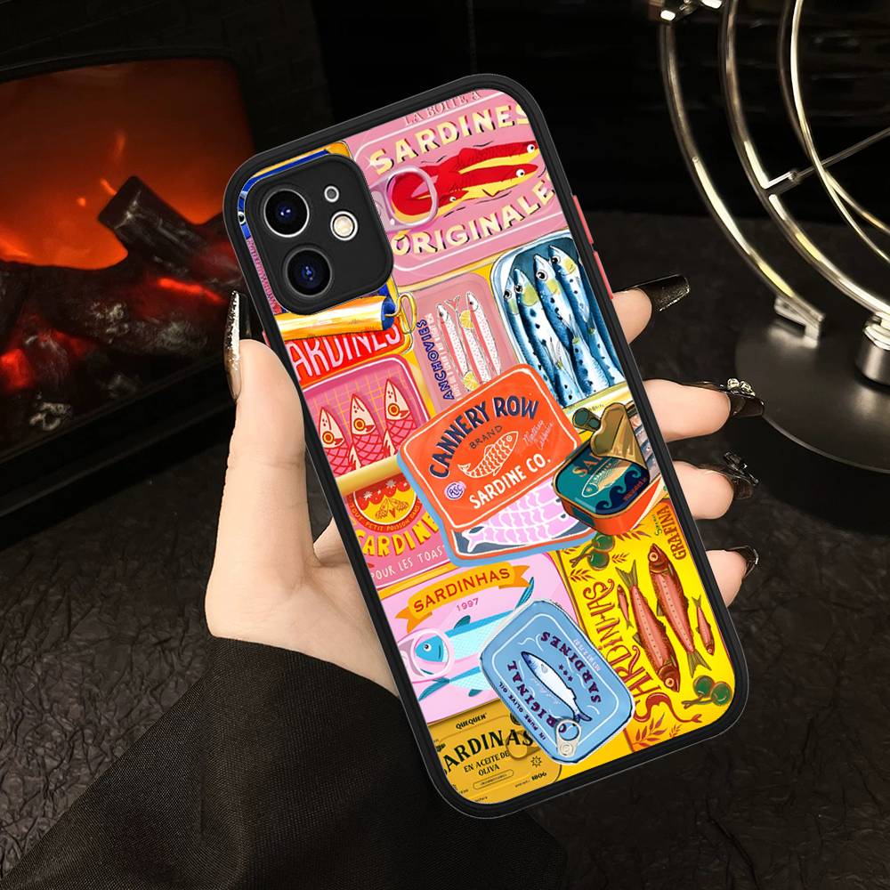 Sardines Matte Transparent Phone Cover For IPhone Case 16 15 14 13 12 11 Pro Max X XS Max Plus