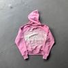 Mens Oversized Hooded Zip-Up Sweatshirt With Graphic Patchwork Design Cotton Fall Streetwear