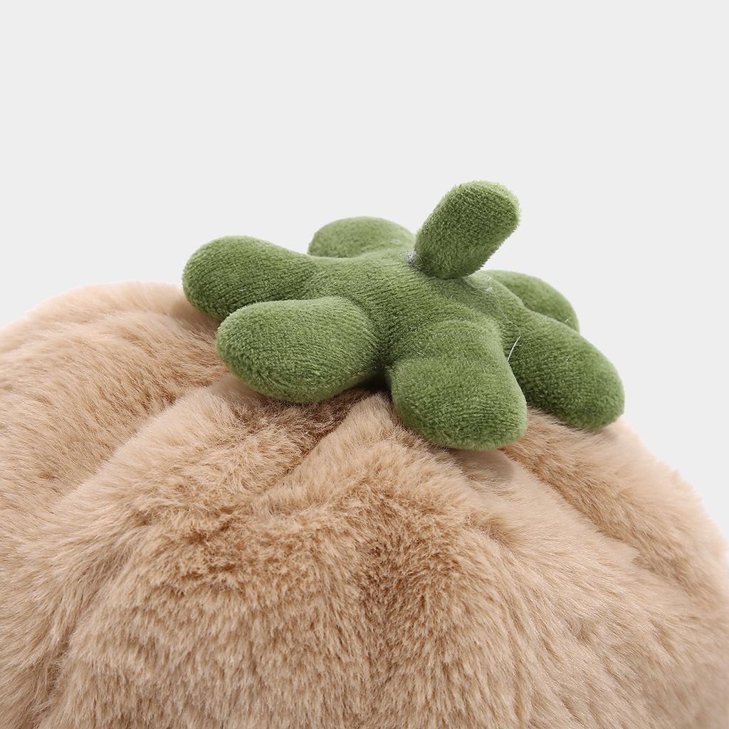 Small fresh and cute pumpkin hat female warm tide plush fungus edge bucket hat autumn and winter sunshade basin hat