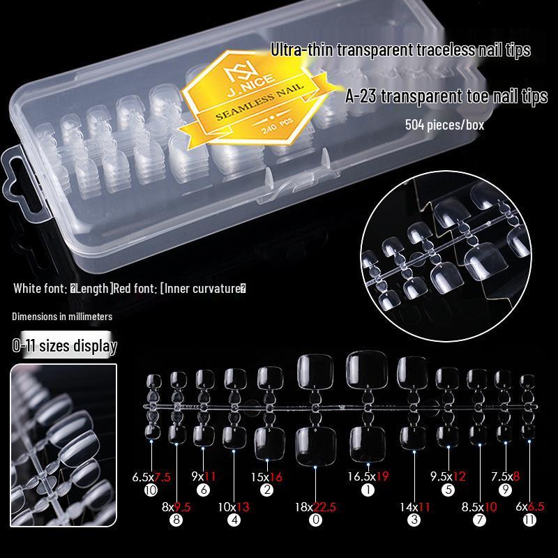 Dual-Use Seamless Transparent Frosted Nail Tips - Extendable Flat/Arc Design