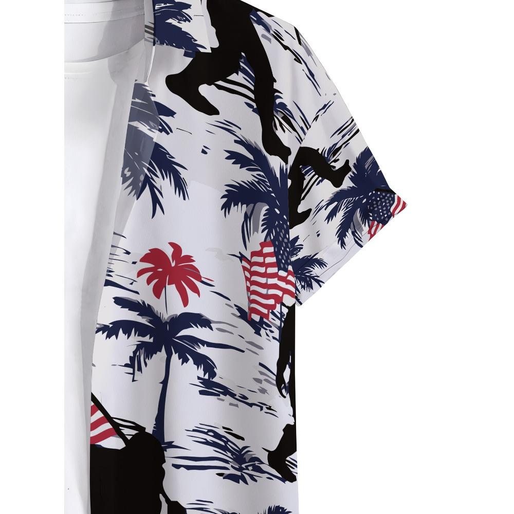 Men's Hawaiian Beach Button Loose Casual Short Sleeved Shirt, Fashionable and Informal Beach Shirt, Tropical Vacation Summer