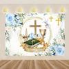 First Communion Religious Cross Holy Grail Theme Banner Background Children's Birthday Party Decoration Photography Background